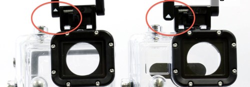 Izquierda, carcasa sumergible original Hero3. Derecha, versión setiembre 2013