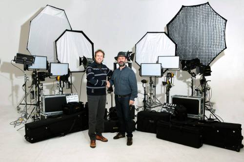 Jordi Blancafort y Alfons Grau en la entrega del equipo dedolight