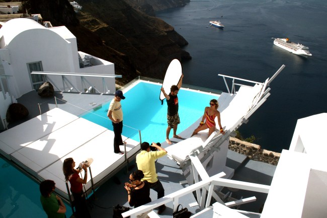 Shooting en Santorini, Islas Griegas campaña de baño